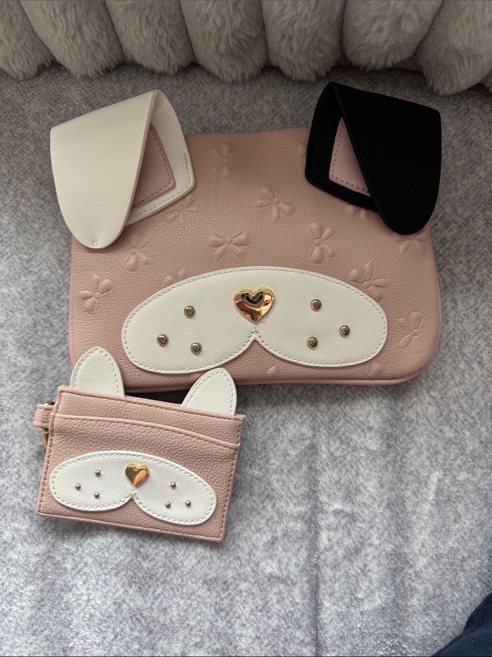 Betsey Johnson Pink and White Bunny Crossbody Bag with Cardholder